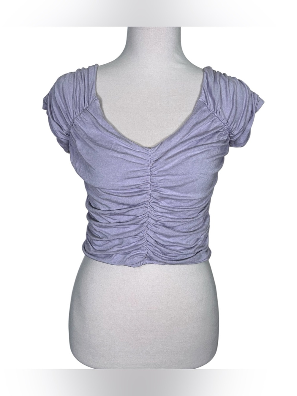 Forever 21 Lavender Ruched Sweetheart Crop Top M Y2K 00s Coquette